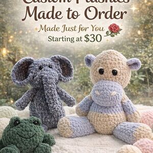 Custom Plush Elephant and Hippo Stuffed Animals